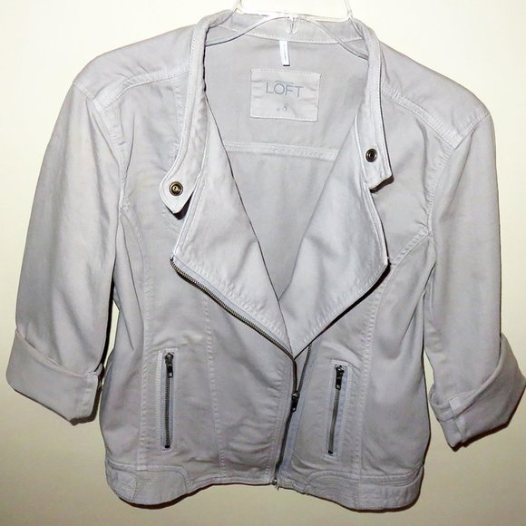 LOFT Khaki-colored Denim Jacket, Stretch, Sz 8 - Picture 7 of 7